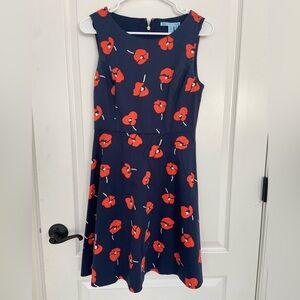Draper James Navy Dress with Red Floral Accents